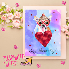 Cartão Postal De Festividades Presente de Dia dos Namorados para Cachorro Chihua