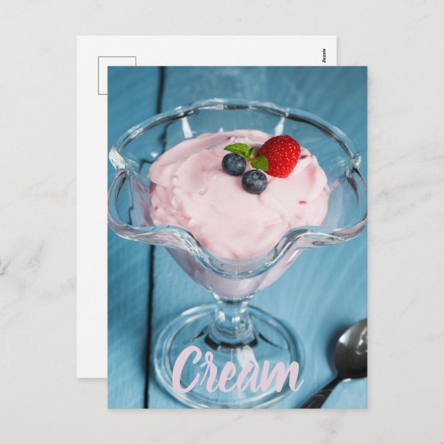 Cartão Postal De Festividades Presente de framboesa com hortelã e fruta (Frente/Verso)