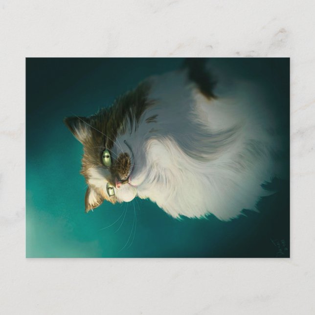 Cartão Postal De Festividades Presente de Gato Astuto Fofo| Gato Engraçado Para  (Frente)