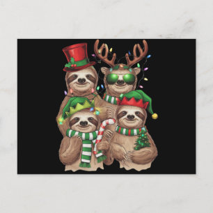 Cartão Postal De Festividades Presente de Natal de Preguiça Feliz Slothmas Amant