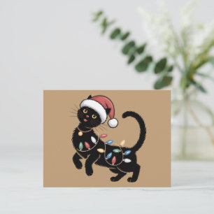 Cartão Postal De Festividades Presente de Natal para Mãe Amante de Gato Preto Fo