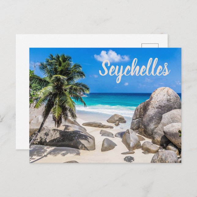 Cartão Postal De Festividades Presente de praia Mahe Seychelles Carana (Frente/Verso)