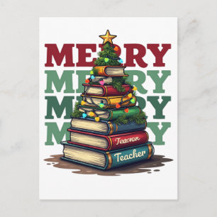 Cartão Postal De Festividades Presente de Professor   Livros de Natal para Profe