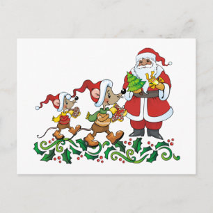 Cartão Postal De Festividades Presente de Santa