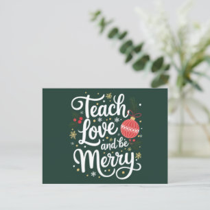 Cartão Postal De Festividades Presente engraçado para professor Natal Ensine Amo