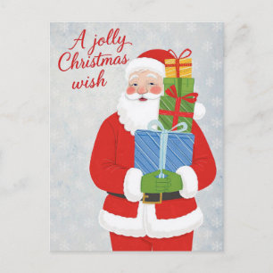 Cartão Postal De Festividades Presentes Alegres do Papai Noel Clássico