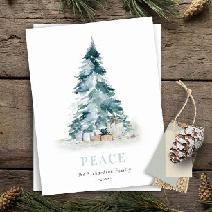 Cartão Postal De Festividades Presentes da Árvore de Natal de Pinheiro de Aquare