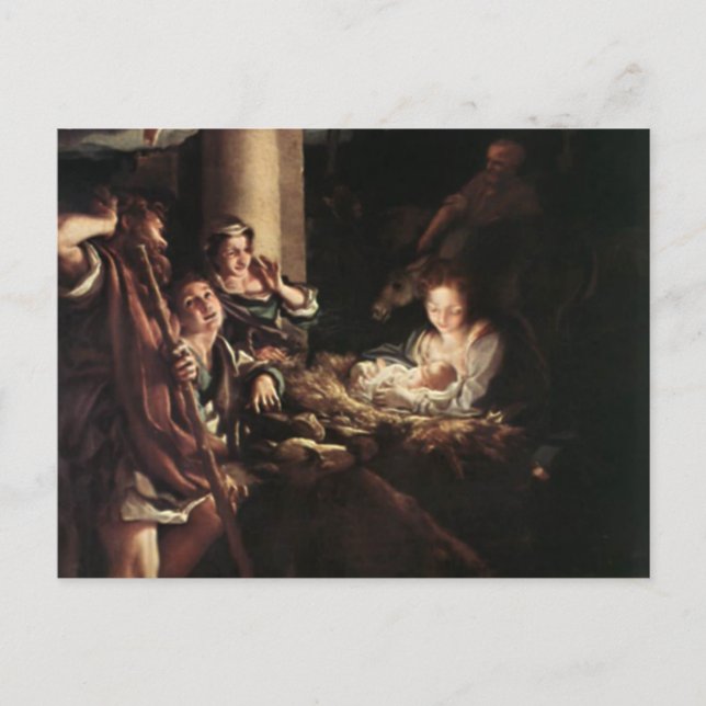 Cartão Postal De Festividades Presentes da cena da natividade para o Natal (Frente)