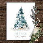 Cartão Postal De Festividades Presentes de Árvore de Natal de Pinheiro Aqua Snow<br><div class="desc">Se precisar de mais alguma personalização,  por favor,  sinta-se à vontade para me enviar uma mensagem em yellowfebstudio@gmail.com.</div>