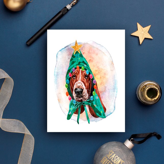 Cartão Postal De Festividades Presentes De Natal De Basset Hound Para Amas De Cã (Criador carregado)