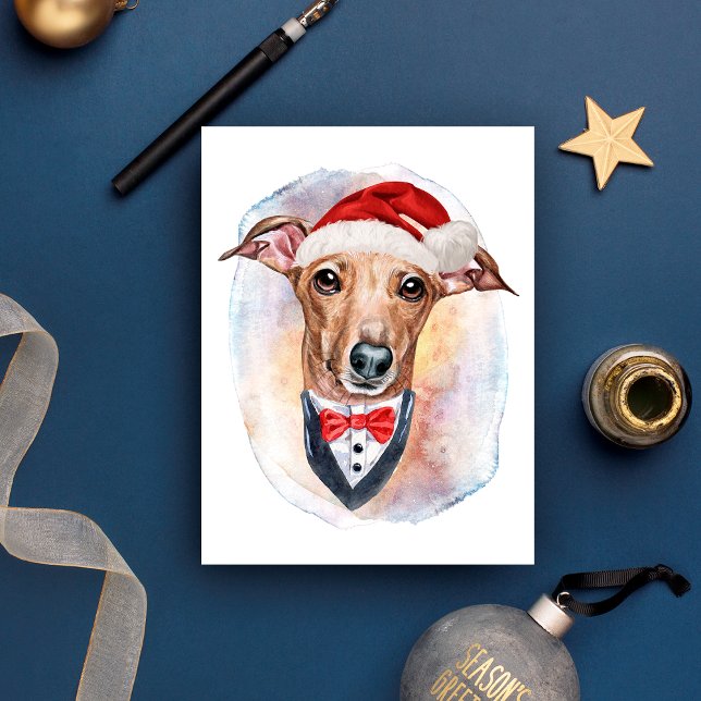 Cartão Postal De Festividades Presentes De Natal De Greyhound Italianos Para Alu (Criador carregado)