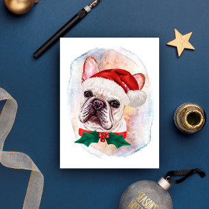 Cartão Postal De Festividades Presentes de Natal do Bulldog Francês para Amantes