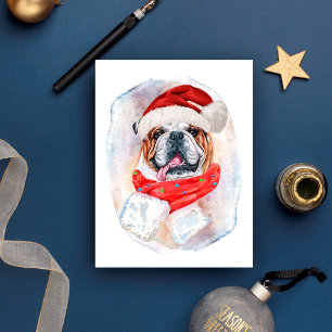 Cartão Postal De Festividades Presentes de Natal do Bulldog Inglês Para Amantes