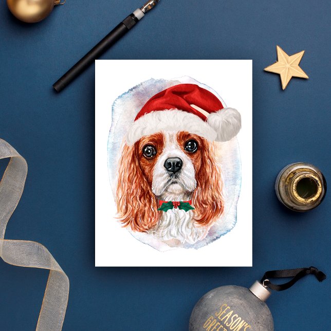 Cartão Postal De Festividades Presentes de Natal do Cavalier King Charles Spanie (Criador carregado)