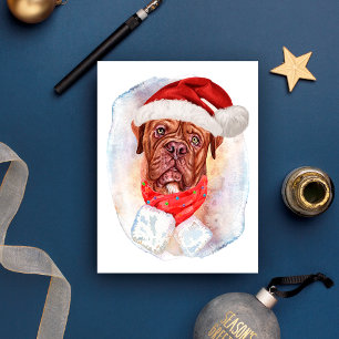 Cartão Postal De Festividades Presentes de Natal do Dogue Francês para Amantes d