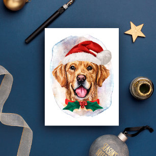 Cartão Postal De Festividades Presentes De Natal Do Retriever Dourado Para Amant