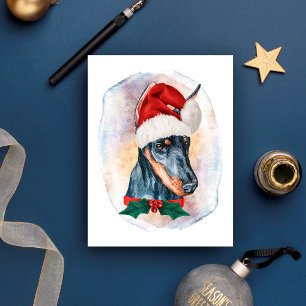 Cartão Postal De Festividades Presentes de Natal Doberman Para Amantes de Cães