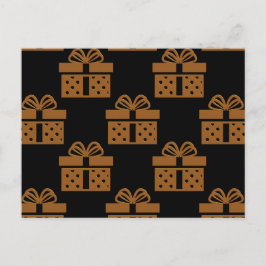 Cartão Postal De Festividades Presentes de Natal Dourados em Preto