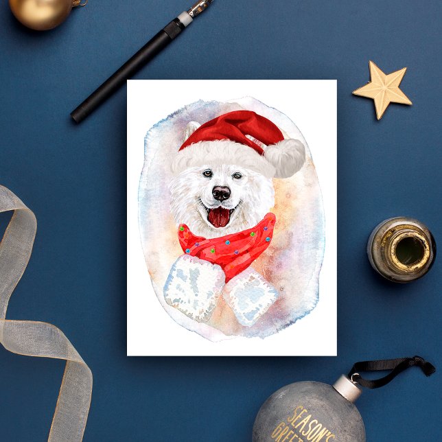 Cartão Postal De Festividades Presentes De Natal Samoyed Para Alojantes De Cães (Criador carregado)