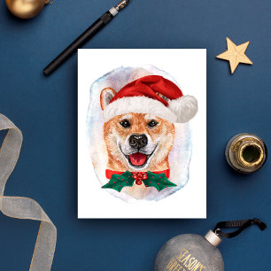 Cartão Postal De Festividades Presentes de Natal Shiba Inu Para Amantes de Cães