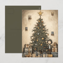 Cartão Postal De Festividades Presentes De Natal Sob A Árvore