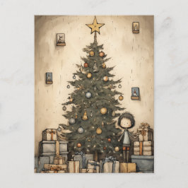 Cartão Postal De Festividades Presentes De Natal Sob A Árvore