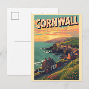 Cartão Postal De Festividades Presentes de penhascos do condado de Cornwall vint