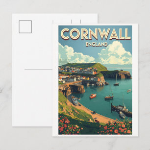 Cartão Postal De Festividades Presentes de penhascos do condado de Cornwall vint