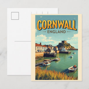 Cartão Postal De Festividades Presentes de penhascos do condado de Cornwall vint