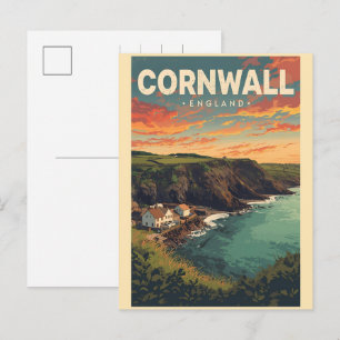 Cartão Postal De Festividades Presentes de penhascos do condado de Cornwall vint