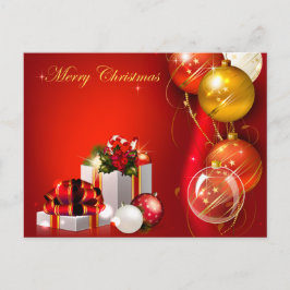 Cartão Postal De Festividades Presentes e ornamentos de Natal