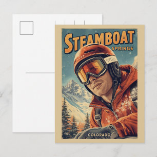 Cartão Postal De Festividades presentes vintage de Steamboat Springs Colorado mo