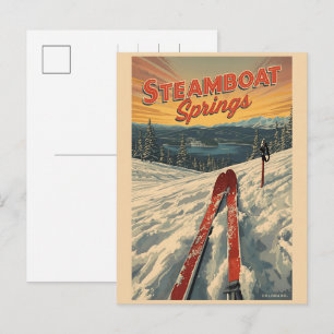 Cartão Postal De Festividades presentes vintage de Steamboat Springs Colorado mo
