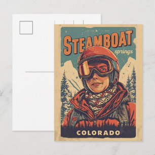 Cartão Postal De Festividades Presentes vintage de Steamboat Springs Colorado mo