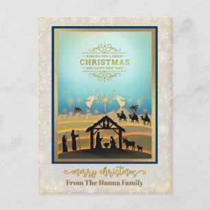 Cartão Postal De Festividades Presépio "Feliz Natal e Ano Novo"