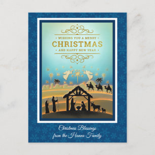 Cartão Postal De Festividades Presépio "Feliz Natal e Ano Novo"