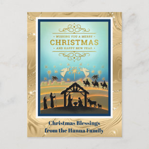 Cartão Postal De Festividades Presépio "Feliz Natal e Ano Novo"