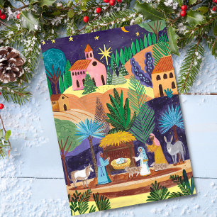 Cartão Postal De Festividades Presépio Religioso Glória a Deus Natal