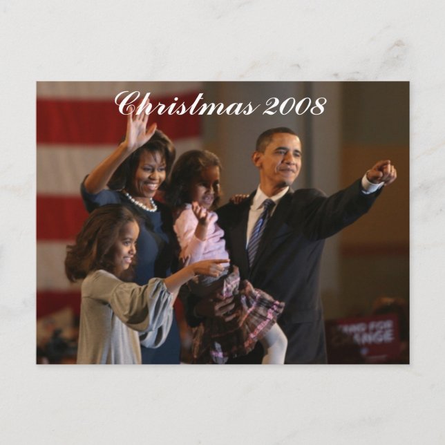 Cartão Postal De Festividades Presidente Obama Primeira Família (Frente)