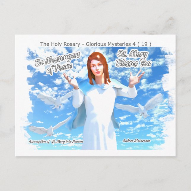 Cartão Postal De Festividades Pressuposição de Ruas. Maria no Céu (Frente)