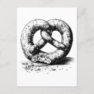 Cartão Postal De Festividades Pretzel com crosta Impressão preto