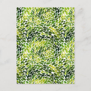Cartão Postal De Festividades Primavera Floresta Dançante Verde Deixa Aquarela