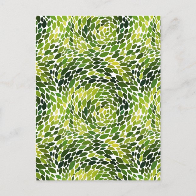 Cartão Postal De Festividades Primavera Floresta Dançante Verde Deixa Aquarela (Frente)