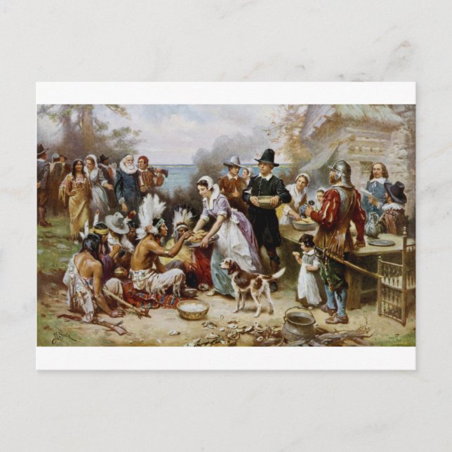 Cartão Postal De Festividades Primeira Ação de Graças (Frente)