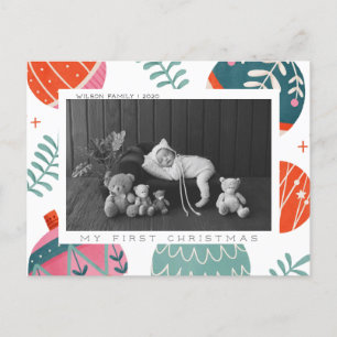 Cartão Postal De Festividades Primeiro Cartão de Natal do Bebê