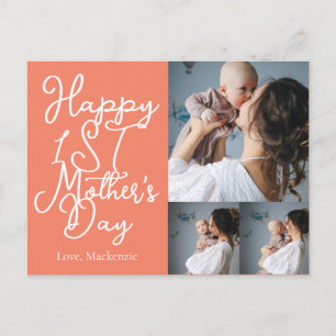 Cartão Postal De Festividades Primeiro Dia de Mãe Simples Oferecendo Três Colage