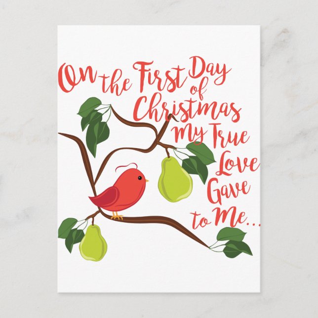 Cartão Postal De Festividades Primeiro dia de Natal (Frente)