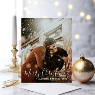 Cartão Postal De Festividades Primeiro Natal Casado com Branco Envolvido   FOTO