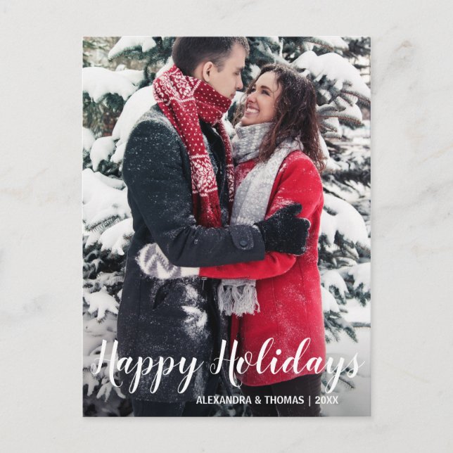 Cartão Postal De Festividades Primeiro Natal Casado Natal Envolvido Branco | FOT (Frente)