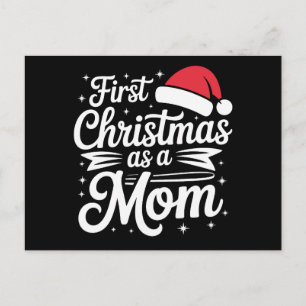 Cartão Postal De Festividades Primeiro Natal como uma Mamãe Chapéu do Papai Noel